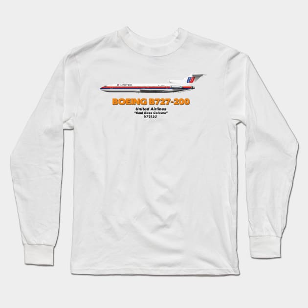 Boeing B727-200 - United Airlines "Saul Bass Colours" Long Sleeve T-Shirt by TheArtofFlying